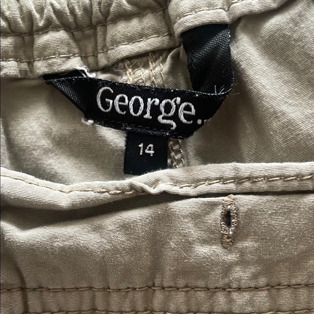 George Light Gray Capri Cargo Pants Elastic Waist Womens 14 - Picture 12 of 14